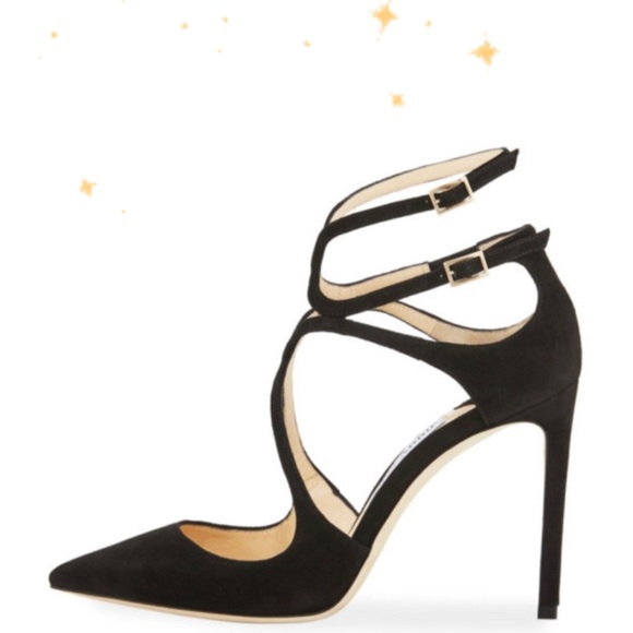 247 Jimmy Choo Lancer Strappy Pump Stiletto Black Suede Pump Shoe 41.5 11.5 12.5 - Picture 13 of 15
